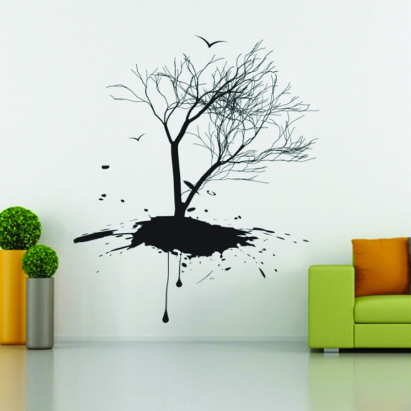 Μοντέρνο Αυτοκόλλητο τοίχου Δέντρο μαύρο 2